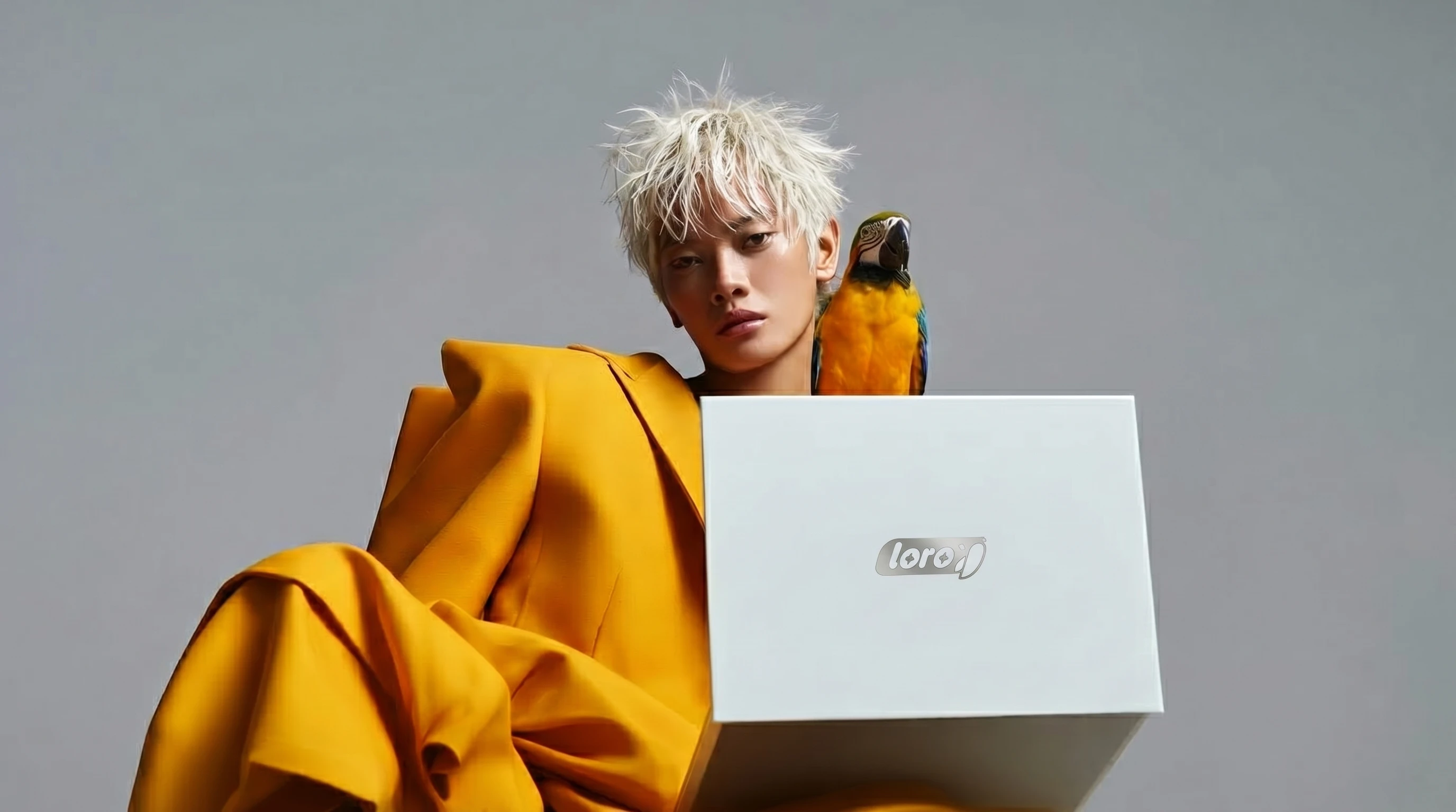 Wenix, editorial portrait with macaw